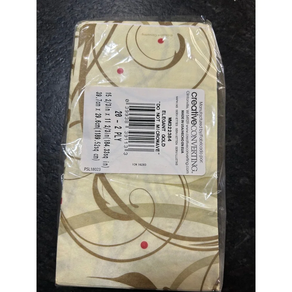 Creative Converting Elegant Gold Guest Towels Napkins 20ct 2-Ply WM322384 USA